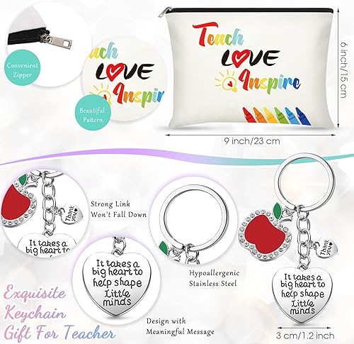 Miniatura 6 de Geiserailie Set de regalo de agradecimiento para profesores, vaso de vino, llavero para maestros, bolsas de maquillaje con caja