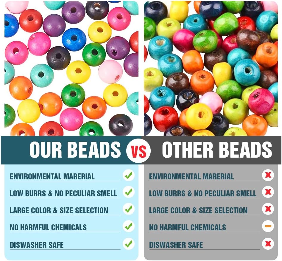 PandaHall 250pcs Colorful Wood Beads - Image 5