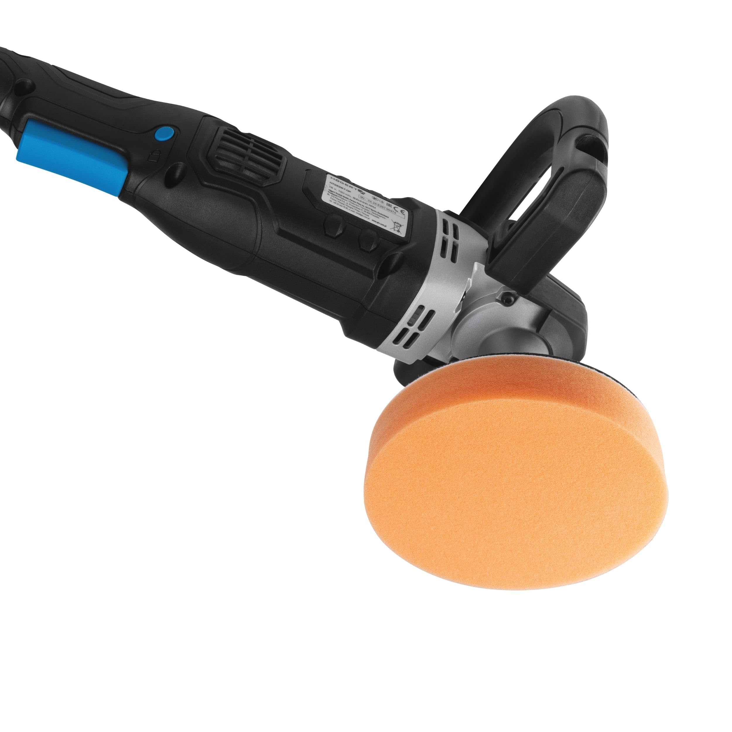 HÖGERT TECHNIK - Akumulatorowa maszyna do polerowania 18 V, bezszczotkowa, 150 mm, 800-2400 obr./min, 6 stopni, Softstart, mimośrodowa polerka z M14, filtr, zdejmowany uchwyt, podkładki w zestawie.