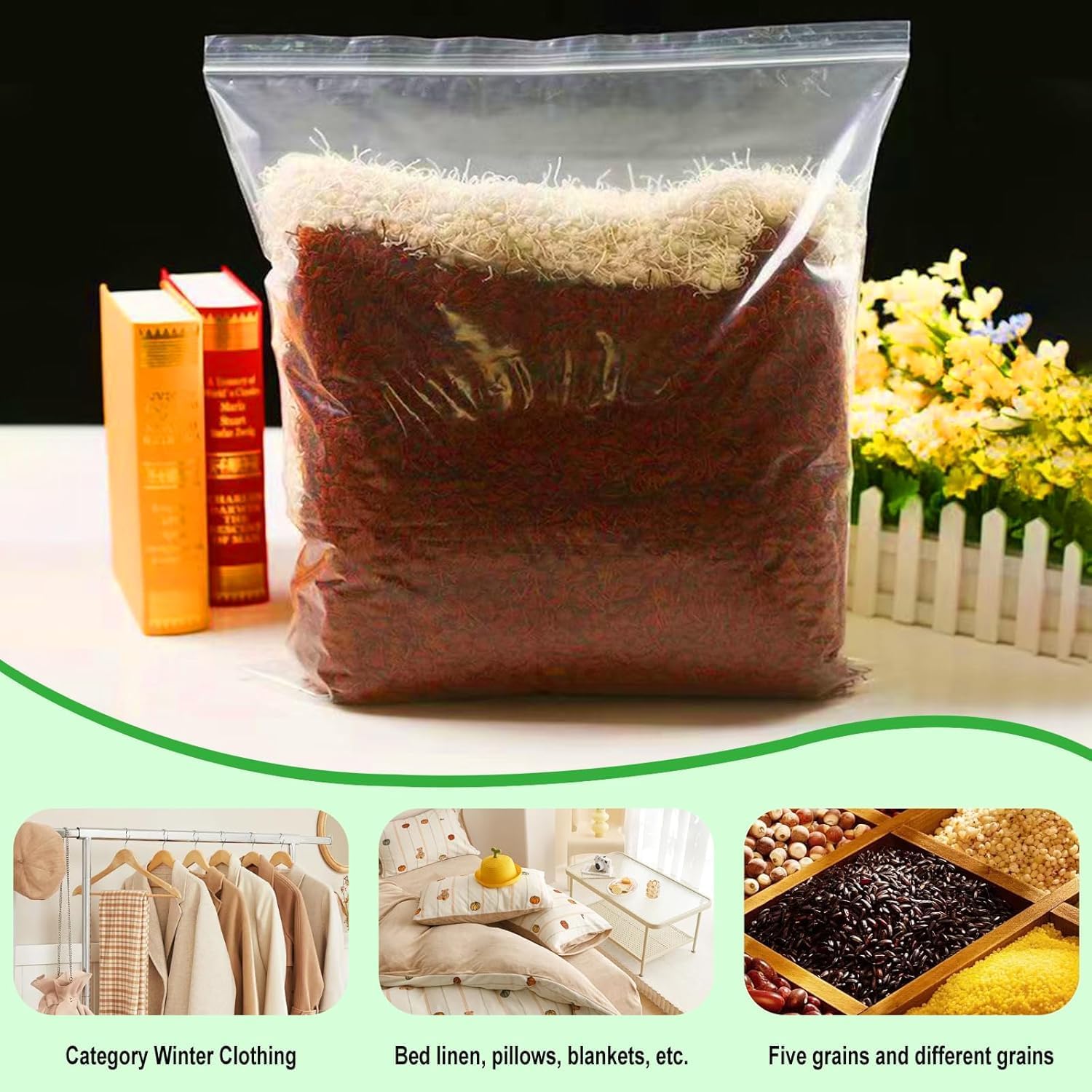 20 Pcs Clear Clothing Storage Bag Clear Zip Seal Lock Storage Bags 6 Gallon 20" x 24" Reclosable Jumbo Bags for Clothes,Travel, Moving, Large Reusable