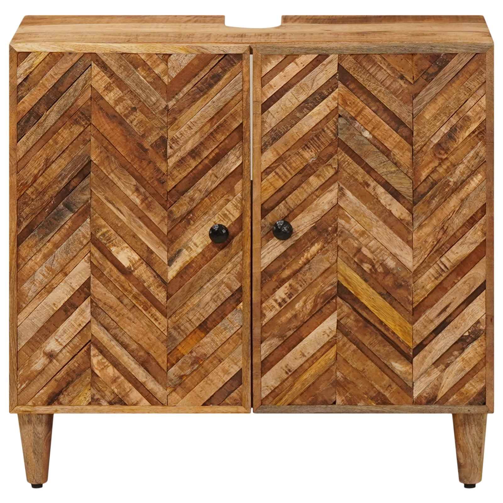 Armario para debajo del lavabo de madera maciza de mango 62 x 33 x 58 cm con botones de latón, mueble de baño compacto, espacio de almacenamiento para cuarto de baño, inodoro, práctico