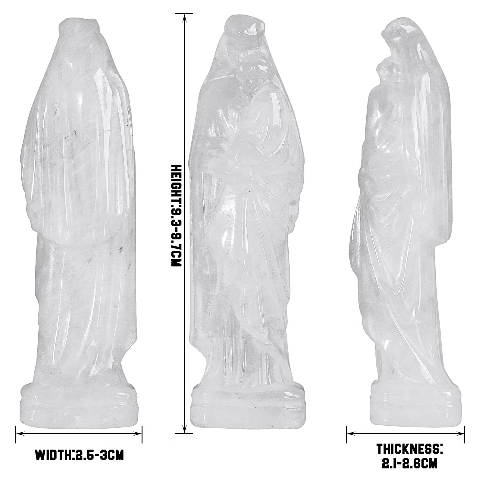 Nupuyai 3.7" Virgin Mary and Christ Child Rock Crystal Statue - Image 2