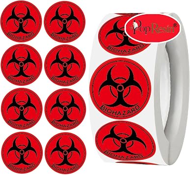 300 Pcs Biohazard Stickers Sign Biohazard Warning Hazard Labels