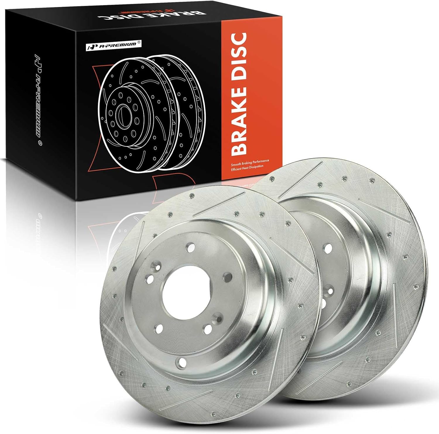 A-Premium 12.36 in (314 mm) Rear Drilled and Slotted Disc Brake Rotors Compatible with Hyundai Models - Genesis Coupe 2010 2011 2012 2013 2014 2015 2016, 2.0L 3.8L, 2-PC Set