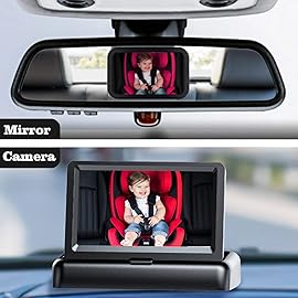 Baby Car Mirror, Car Baby Camera Monitor, Safety Car Seat Mirror Camera with 4.3\'\' HD, Wide Crystal Clear View, Night Vision, Not Need to Turn Around, Observe The Baby\'s Every Move at Any Time