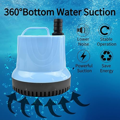 Miniatura 6 de CONQUERALL CHA-808 55W 2800LH 110V AC Bomba de succión inferior Bomba sumergible de cabeza de 8.5 ft para estanques, sistema hidropónico, tanques de