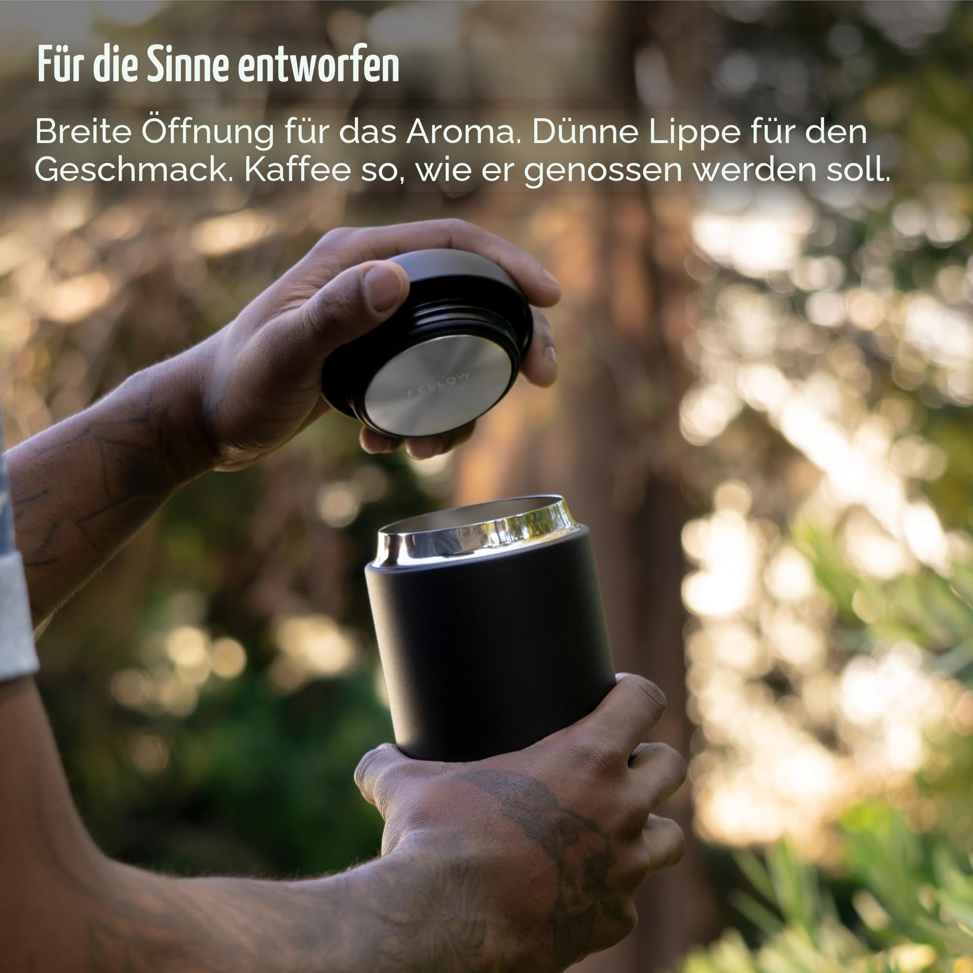 Fellow Thermobecher Kaffeebecher to Go 473 ml, Keramik Edelstahl, Schwarz | Carter Everywhere Mug, Auslaufsicher, Spülmaschinenfest, 12h Heiß 24h Kalt, Vakuumisoliert, BPA-frei, Isolierbecher