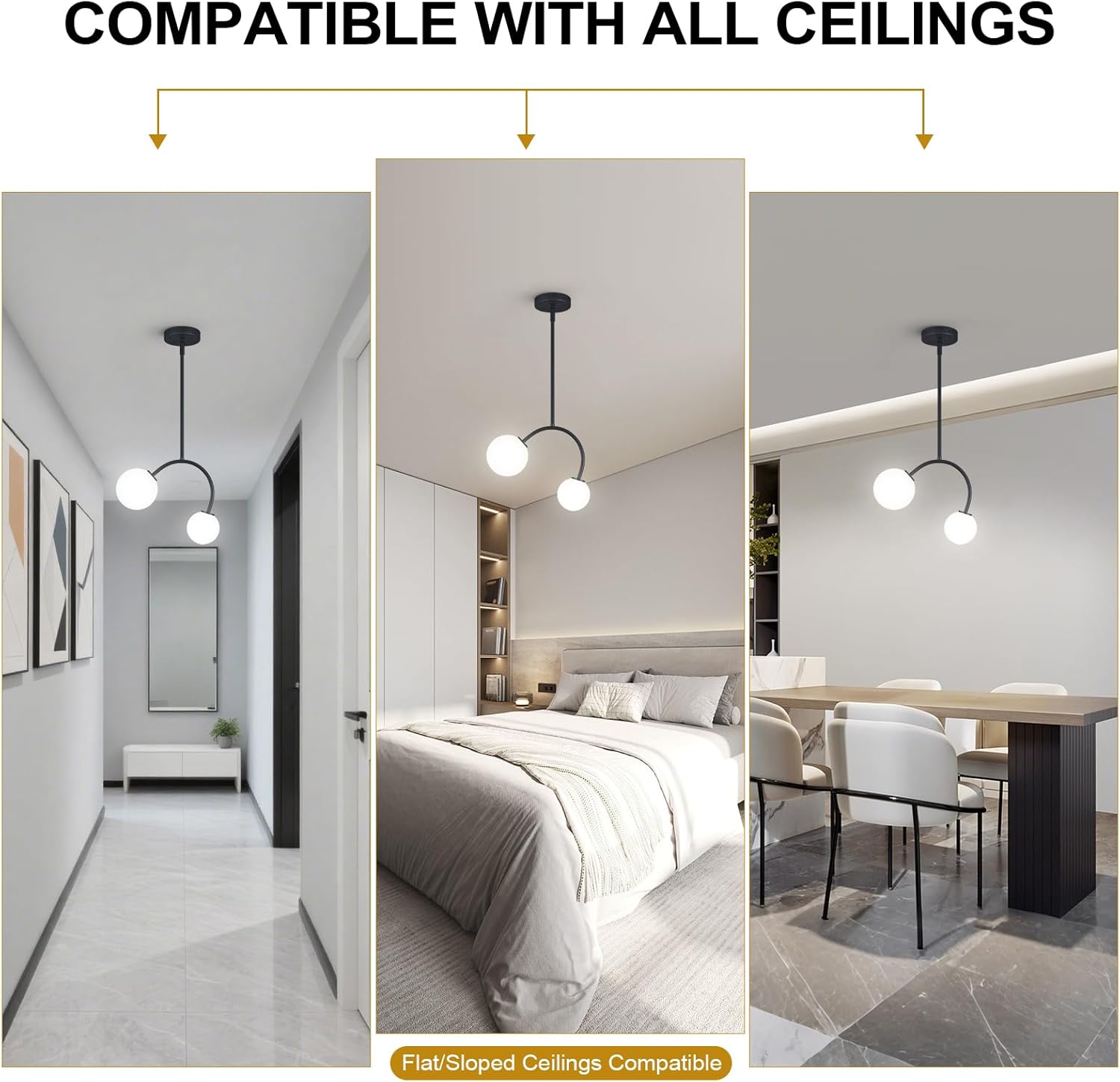 Modern Pendant Light Fixtures, 4.72" Milk Glass Pendant Lights Kitchen Island, Matte Black Kitchen Island Chandeliers for Dining Room, 2 Round Globe-1 Pack,G9 Bace(Bulb Not Included)