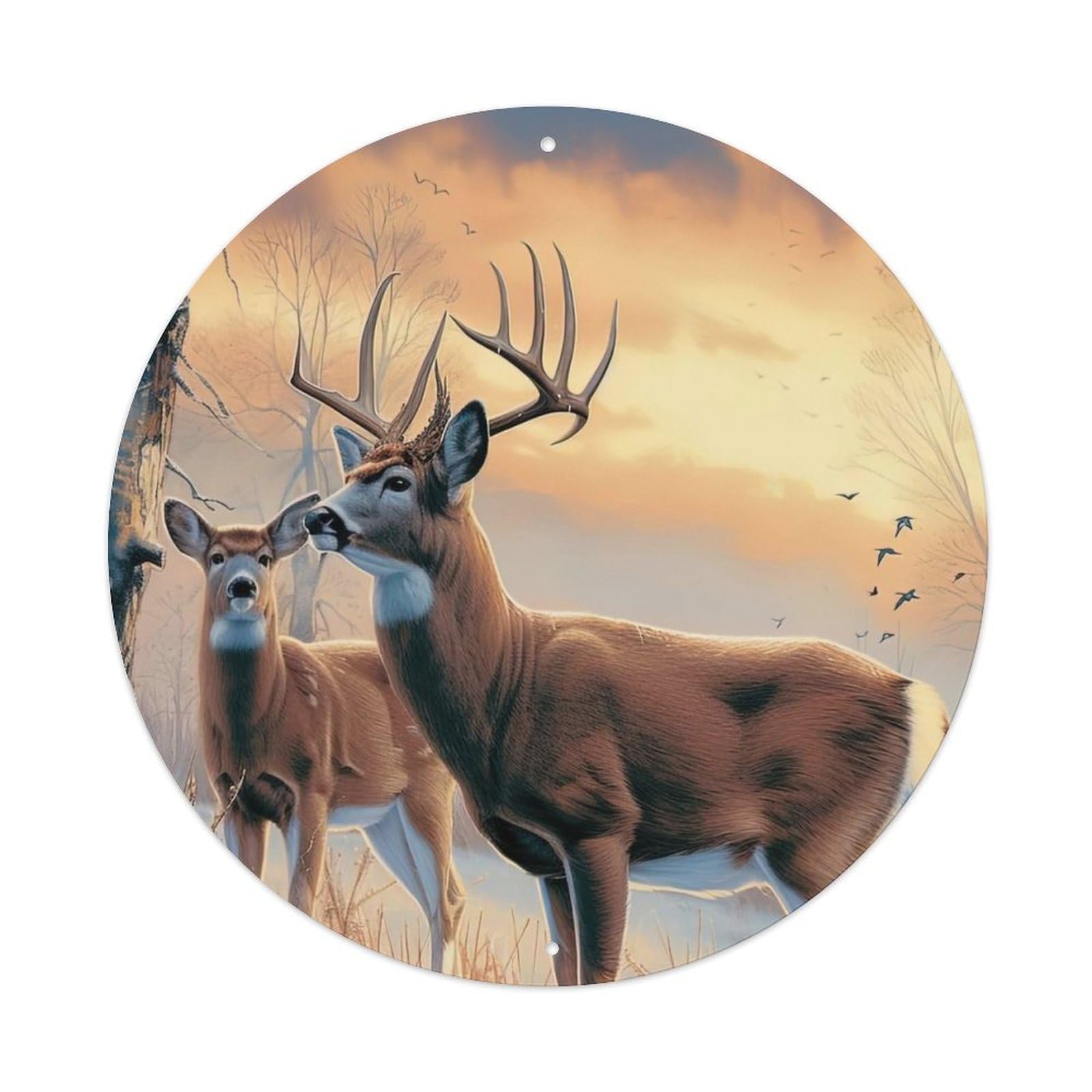 Animal Two Deer in The Snow Metal Tin Sign