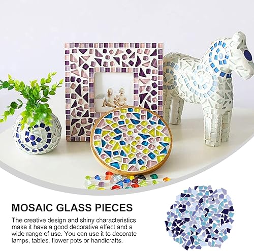Miniatura 7 de EXCEART Azulejos de mosaico de cerámica rotos de 7.05 oz, piezas de mosaico de cerámica, piezas de azulejos de cerámica, azulejos esmaltados para
