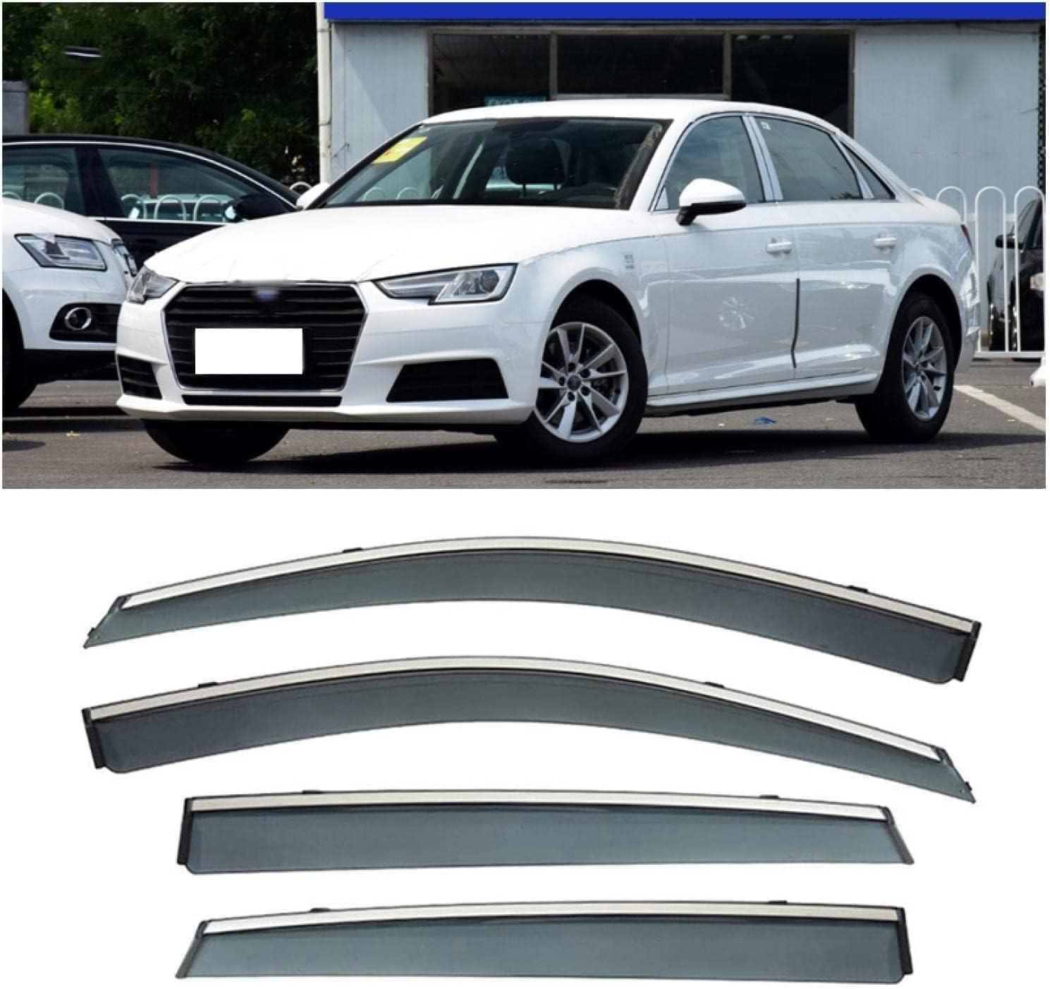 PANXUC Car Wind Deflectors for Audi A4 2017-2022, Side Window Wind Rain Deflector Window Visor Sun Rain Guard Smoke Guards