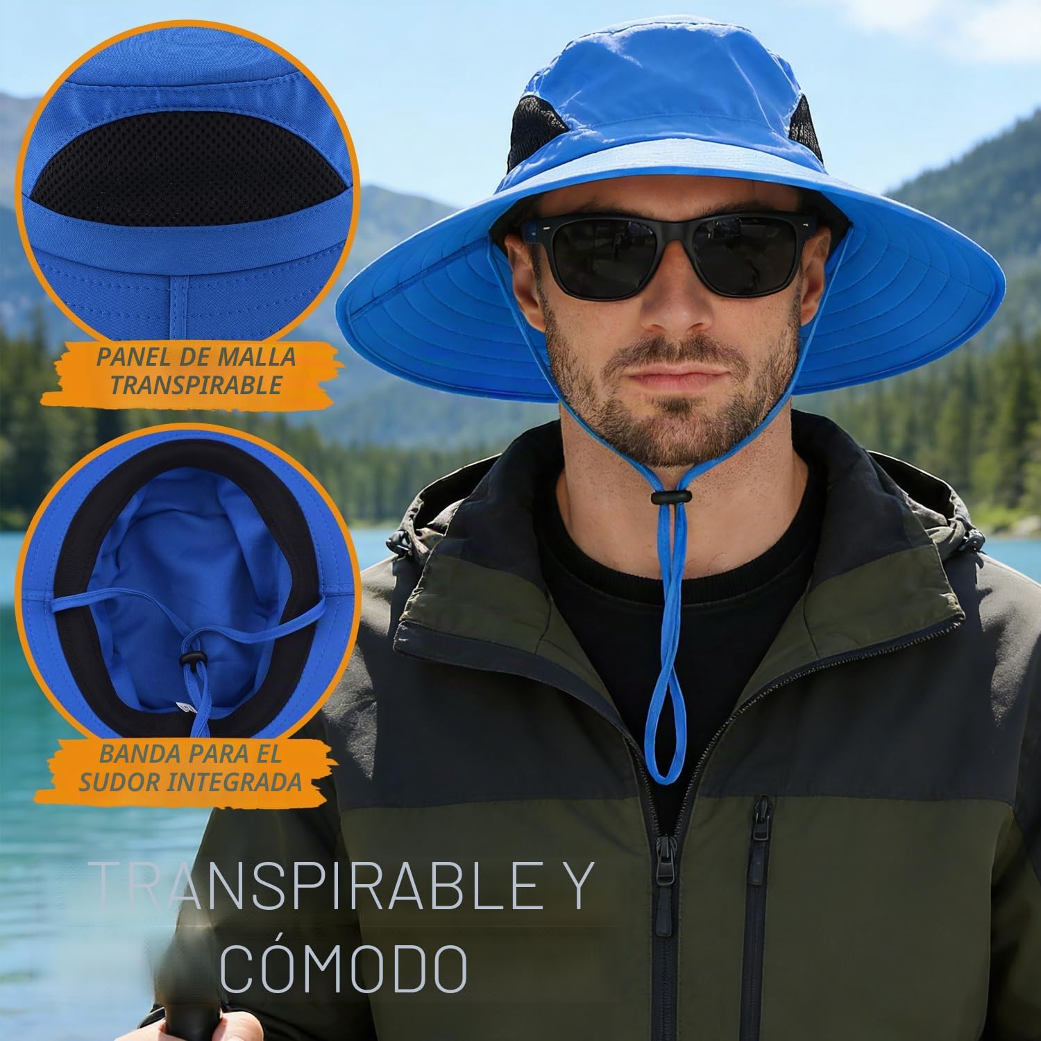 EINSKEY Sombrero Hombre Mujer Verano ala Ancha Protección UV Gorro Pescador Bucket Hat para Safari, Senderismo, Playa, Ciclismo, Montañismo