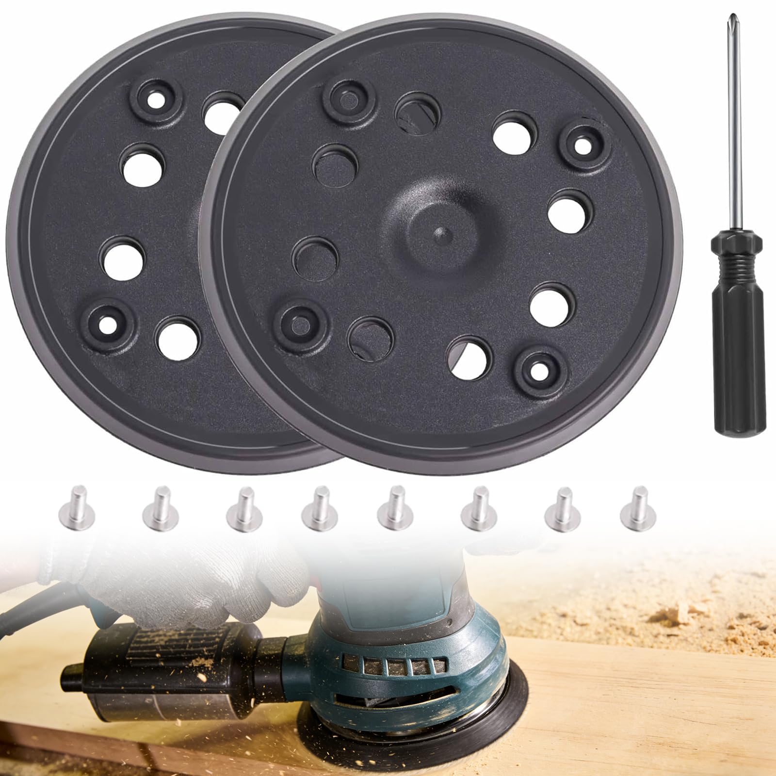 Poweka Sanding Disc 125 mm Sanding Pads with Hook and Loop Compatible with Bosch PEX 270 A/PEX 270 AE Random Orbital Sander with Screwdriver (Pack of 2)