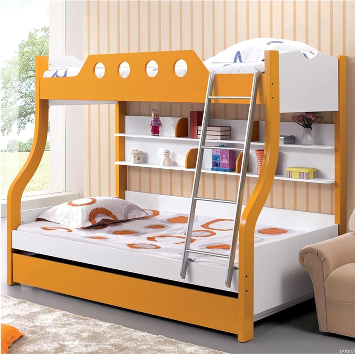 Bunk Ladder, Bunk Bed Ladder, Double Elevated Bed Ladder Campervan Twin Bed Ladder with Hooks, Adjustable, Adult Teens Use (Color : Silver, Size : 1.16m/3.8ft)