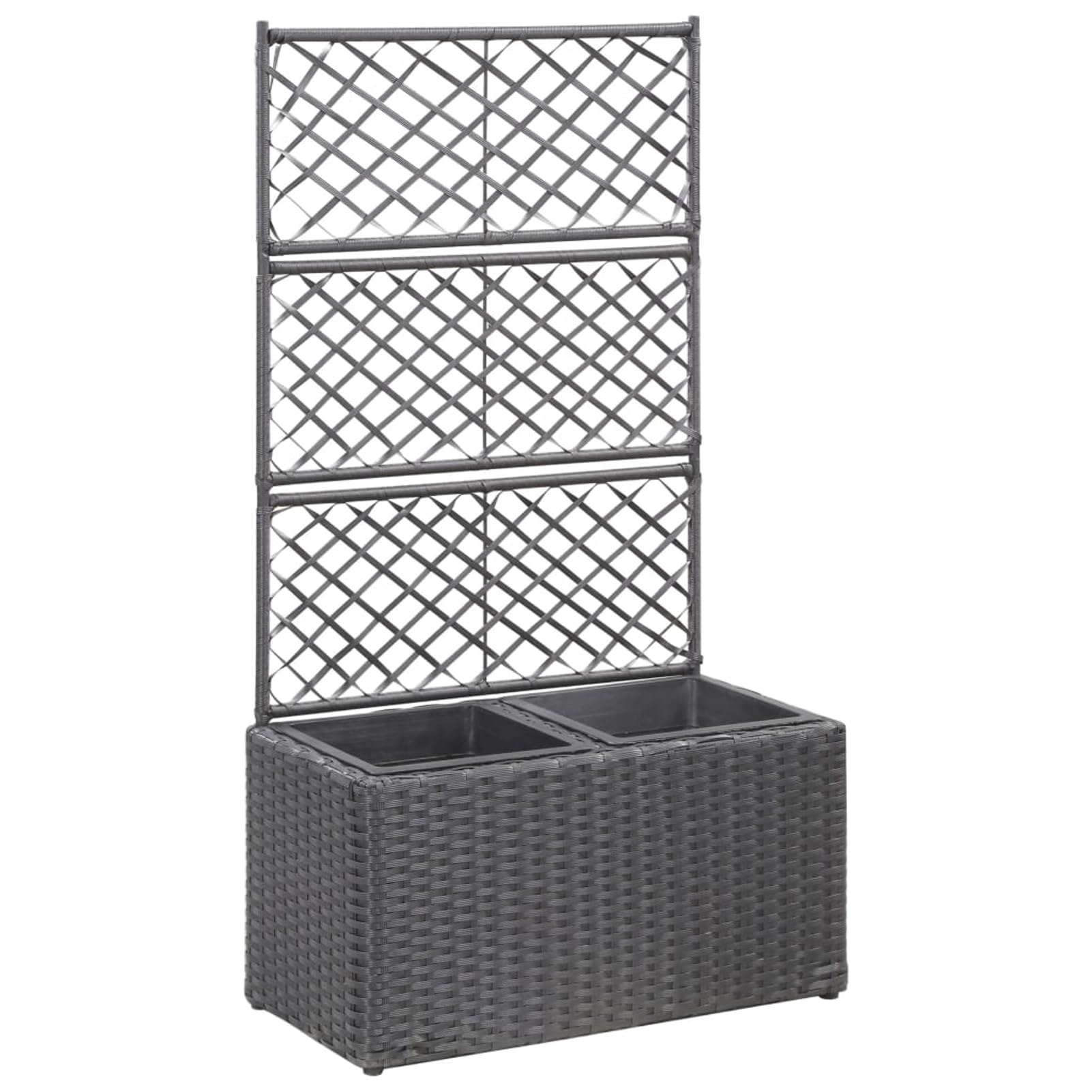 Jardinière surélevée avec treillis pour plante grimpante et bac à fleurs extérieur noir 107cm