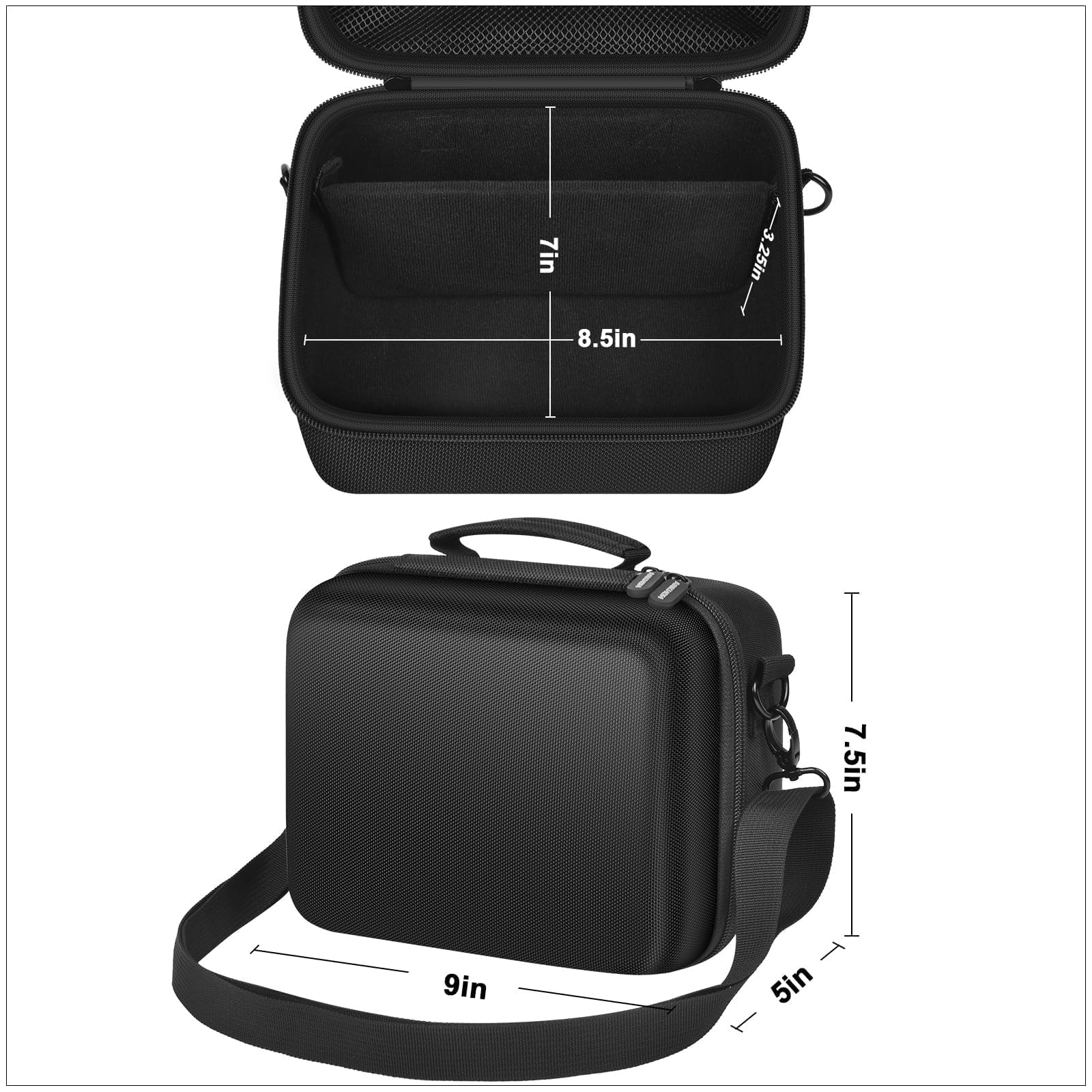 ANKHOH Powerbank-Hülle für Anker Solix C200 DC, für Solix C300 DC Solar-Kraftstation, Generator-Ladegerät, Akku-Aufbewahrungshalter, Schutzhülle für Outdoor-Camping, Reisen (nur Box), Schwarz , 9*7.5
