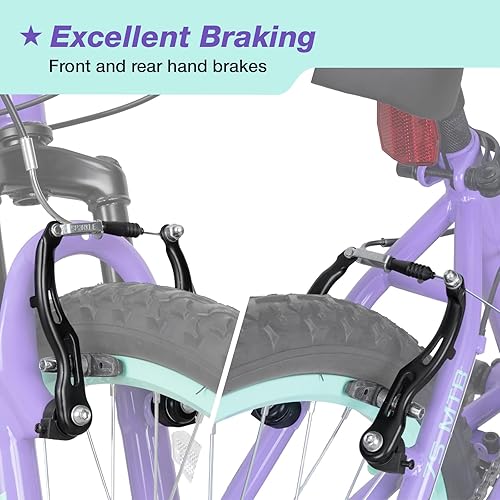 Miniatura 3 de WEIZE Bicicleta de montaña para niños de 20 y 24 pulgadas, bicicleta para niños de 6 a 14 años, bicicleta infantil de 6 velocidades con horquilla de