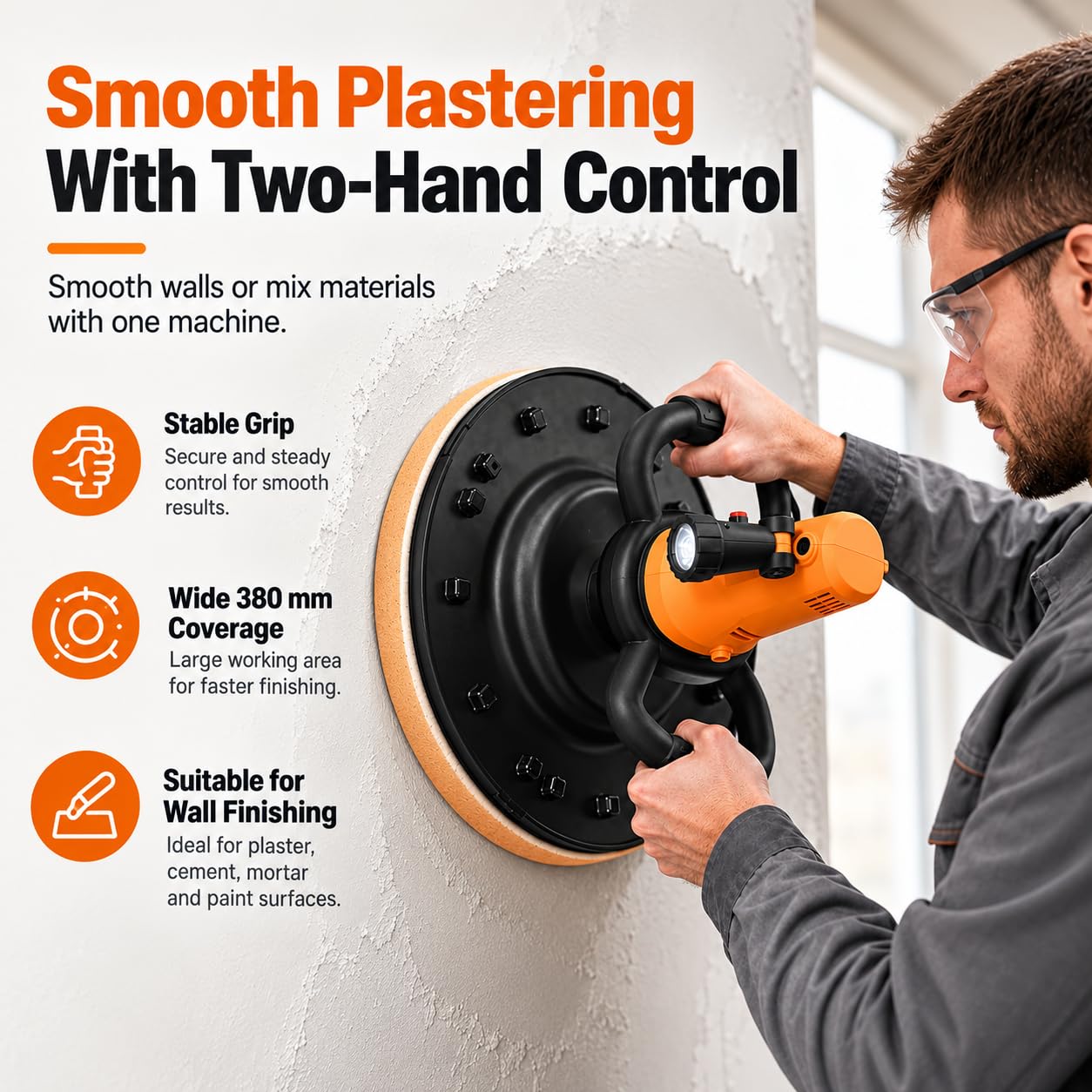 Máquina alisadora de pared de 1680 W, 6 velocidades 280-2800 RPM