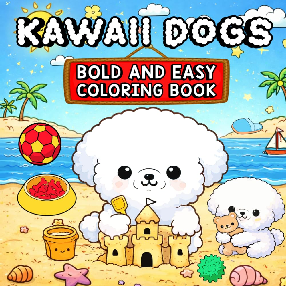 Kawaii Dogs: Bold and Easy Coloring Book