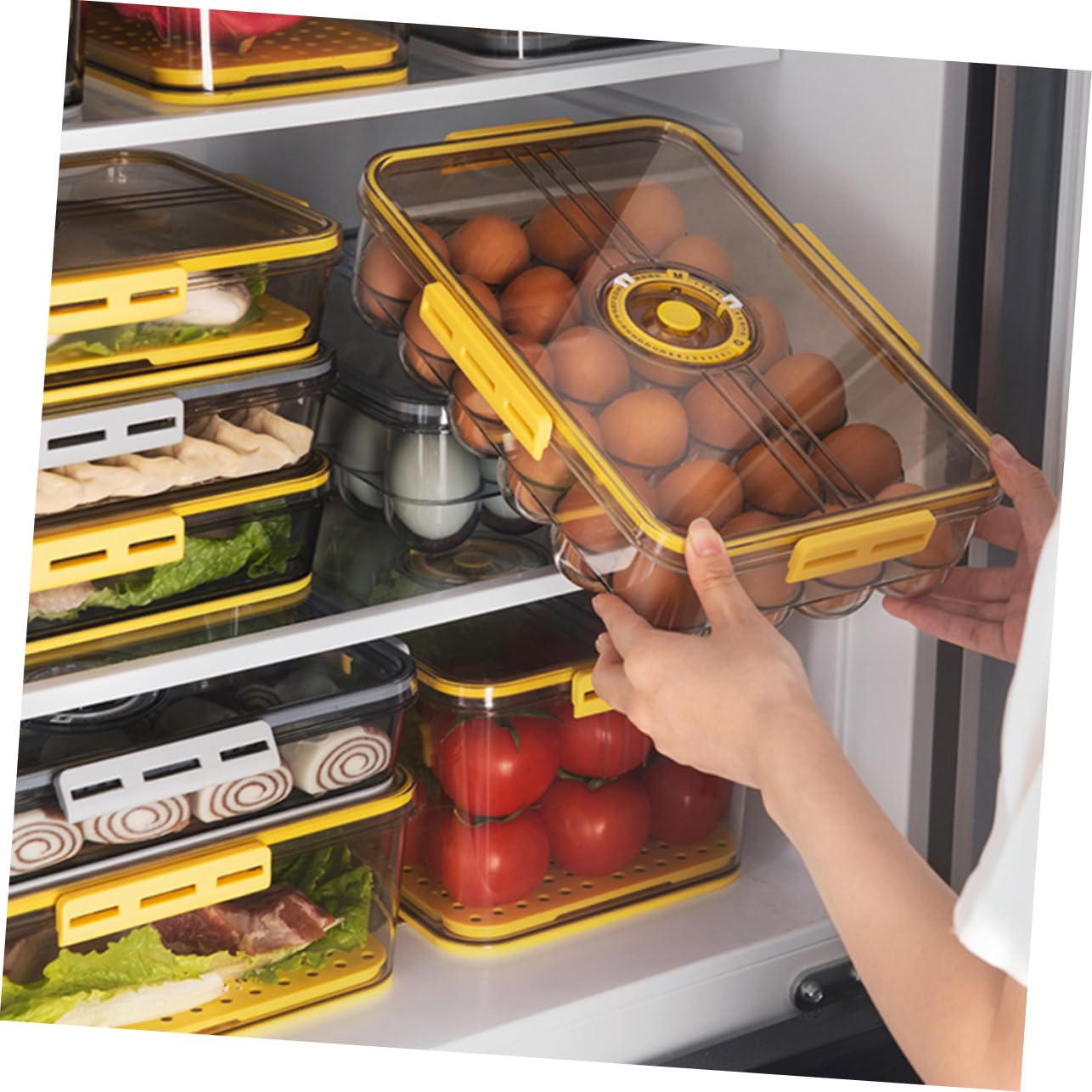 Amosfun Kühlschrankbox 1 Stück aus Pet mit Deckel für Gemüse und Obst