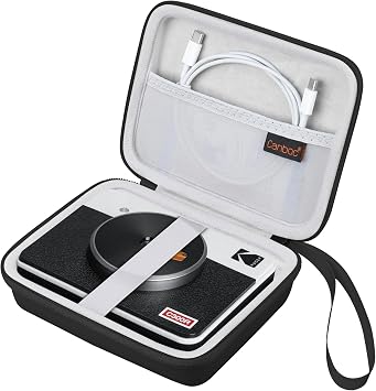 Canboc Carrying Case for KODAK Mini Shot 3 Retro 4PASS 2-in-1 Instant Digital Camera and Photo Printer/KODAK Mini 3 Retro Photo Printer, Mesh Pocket fits Charging Cord, Black