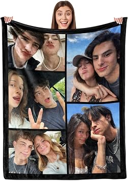 Ultragifta Custom Blanket with Picture Girlfriend Boyfriend Gifts Customized Fleece Photo Blanket Personalized Blankets for Couples Birthday Valentines Day Blankets Gifts for Husband Wife