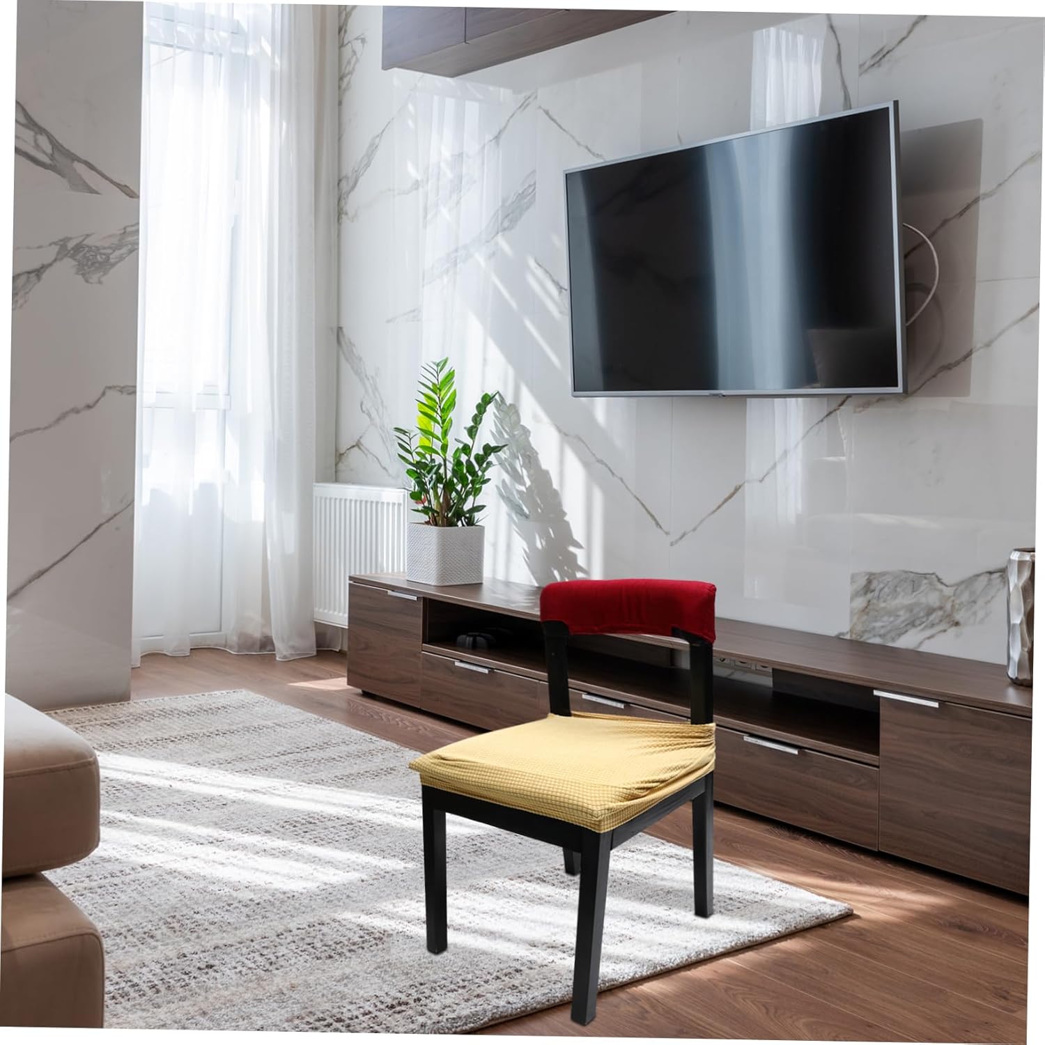 Cabilock 6pcs Dining Chair Seat Covers Waterproof Elastic Slipcover for Upholstery Easy Application Protects Furniture from Weather