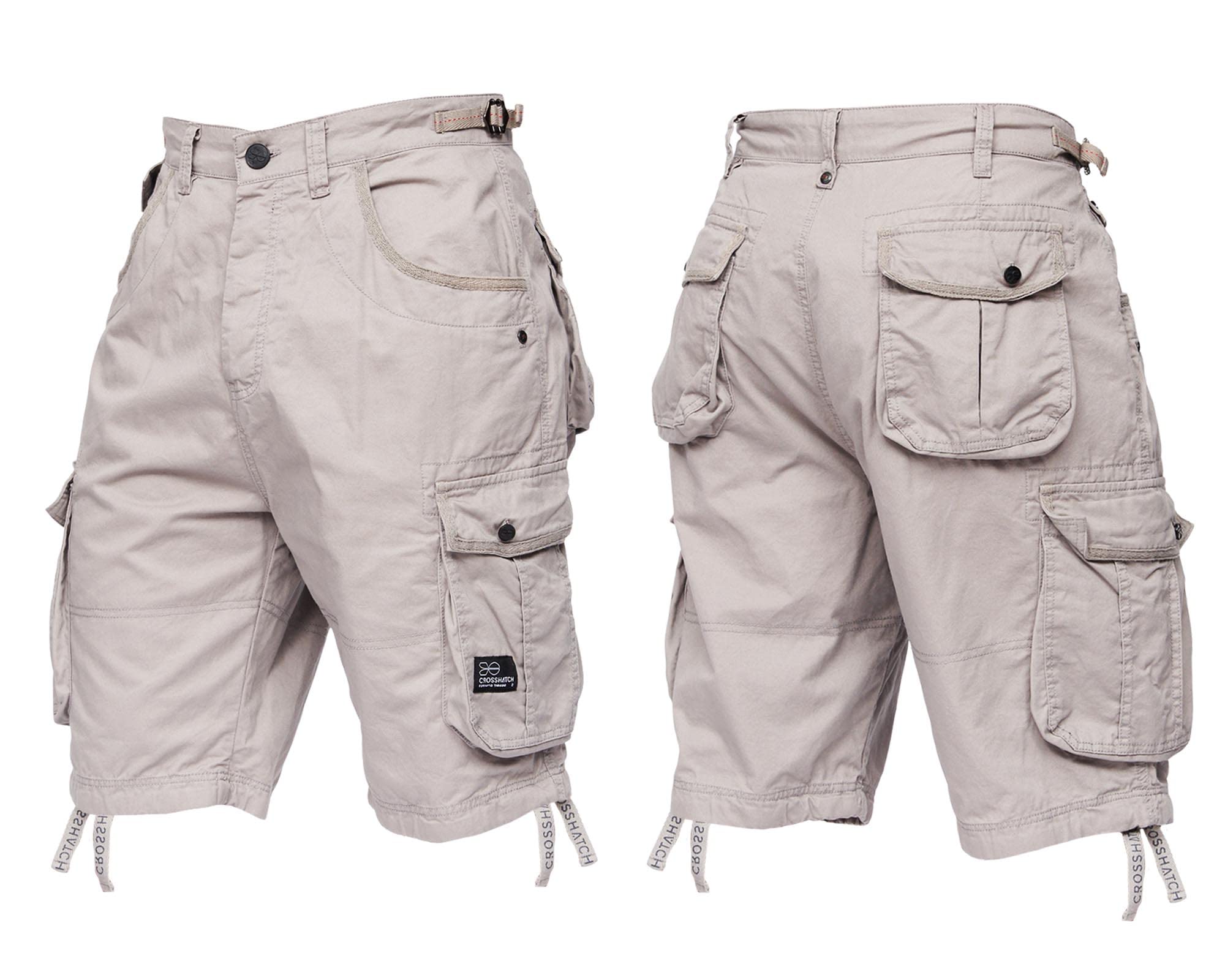 Crosshatch New Mens Knee Length Combat Cargo Camo Denim Summer Shorts by Jeanbase Grey 38