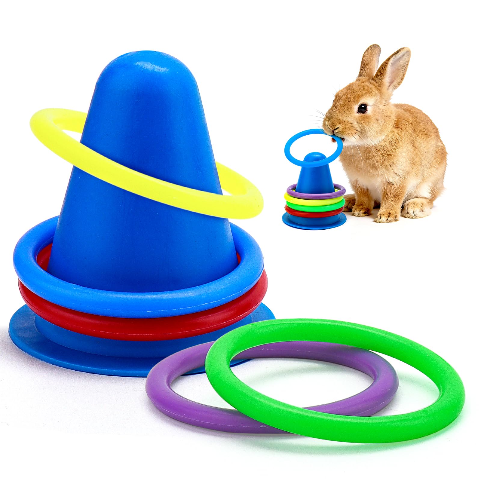WALLFID Juego De 6 Piezas,para Entretener Estimular Y Liberar Emociones del Conejo,Juguetes para Conejos,Juguetes para Conejos Enanos,Accesorios Conejo para Diversion Y Actividad En Casa (Azul)