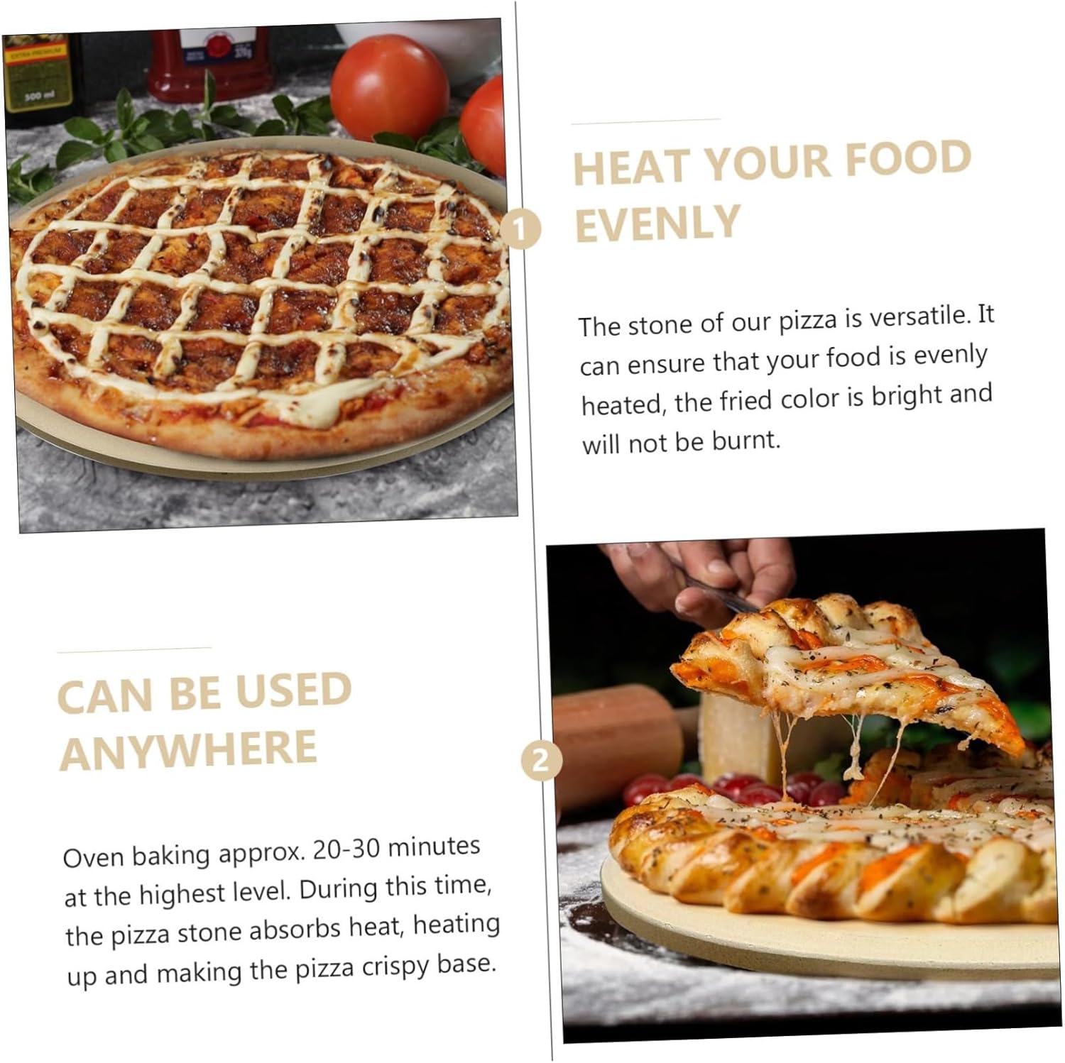Cordierite Pizza Baking Pan Pizza Stone Heat Resistant for Home Professional Use