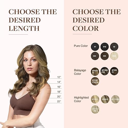 Miniatura 8 de GOO GOO Extensiones de cabello humano con alambre, 12 pulgadas, 3.53 onzas de marrón a castaño ceniza y rubio decolorado, extensiones de cabello con