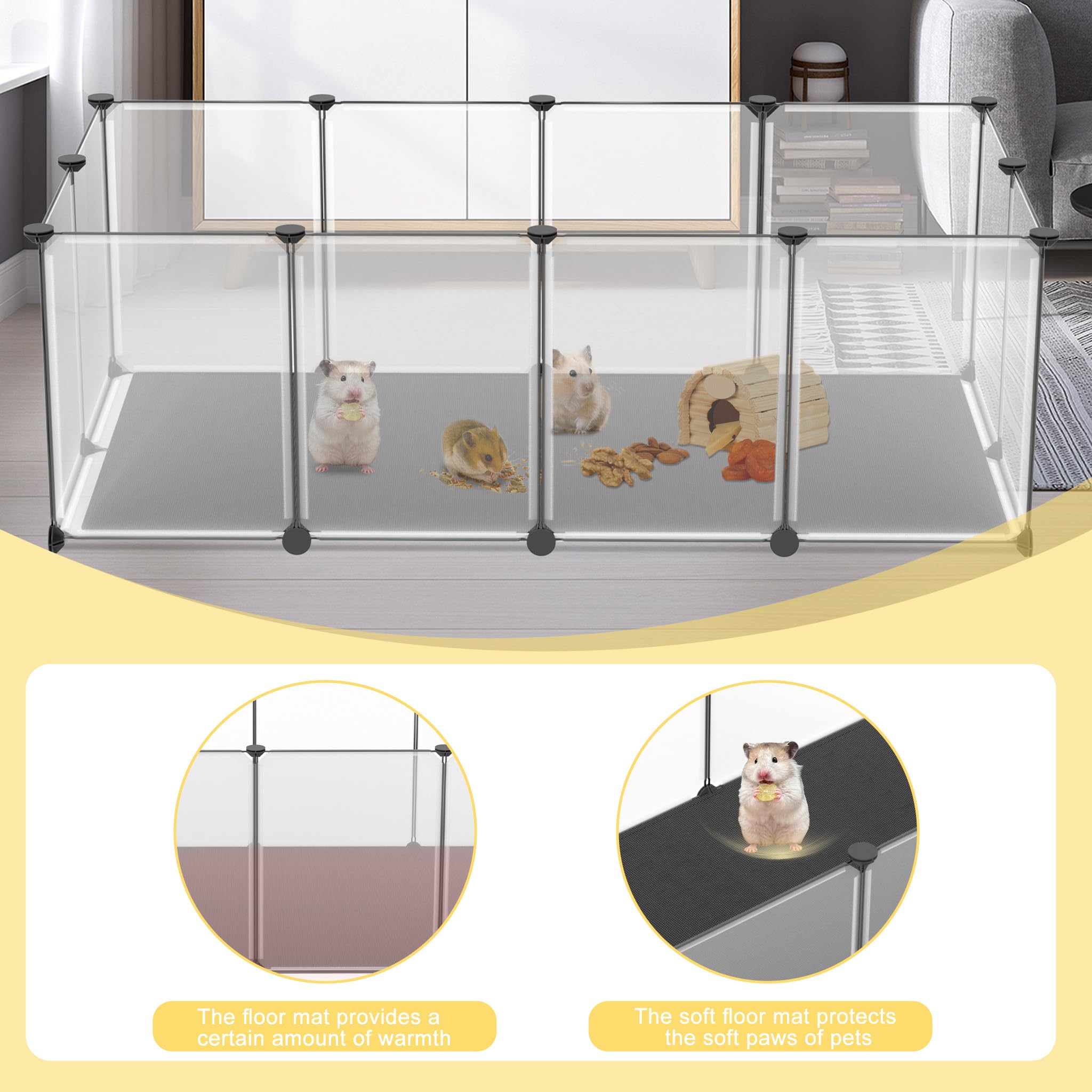 ACXIN Recinto per animali domestici 12 pezzi con piastre di fondo, comoda base, 143×73×46 cm – ideale come scatola per cani, gatti, conigli, porcellini d'india, recinto per animali, recinto per