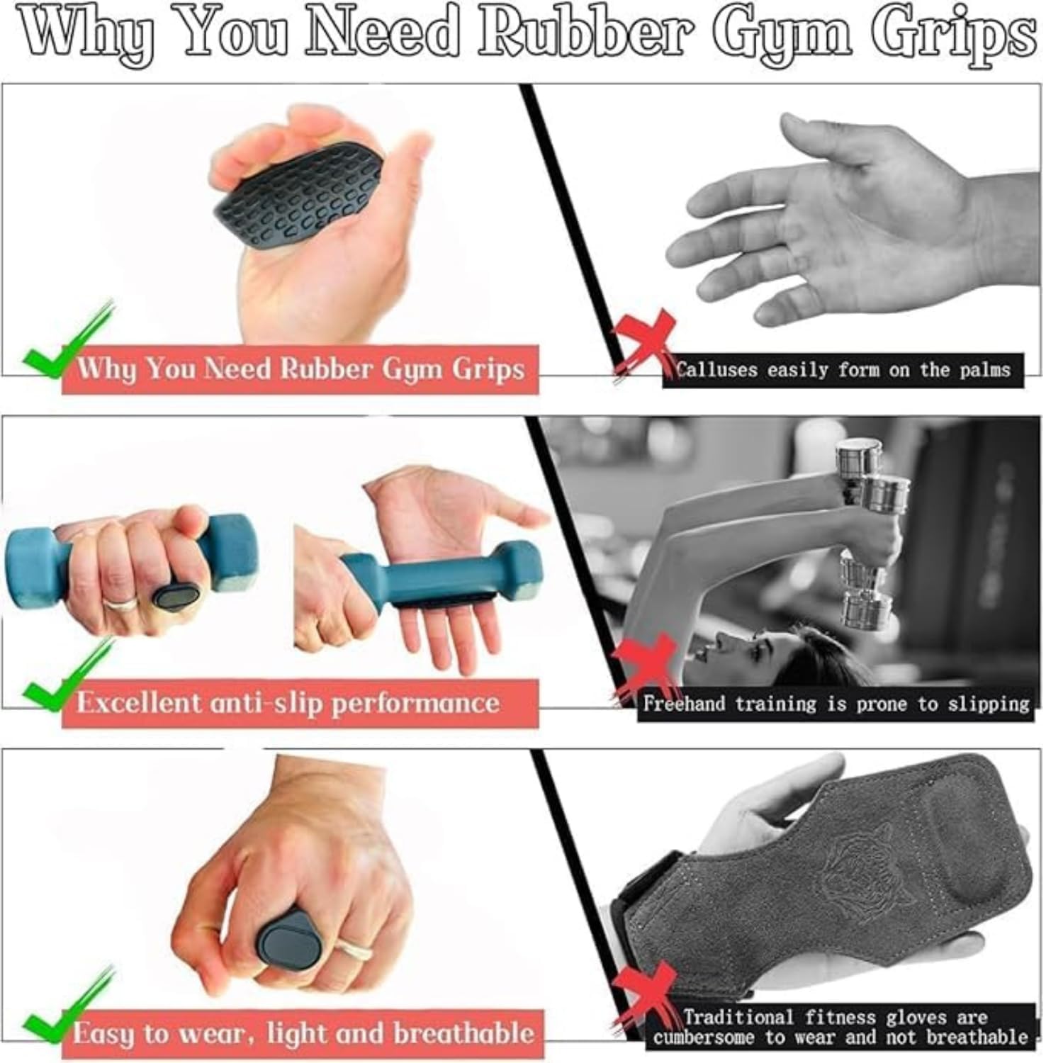 VIRADHAM VIRADHAM Workout Grips Pads for Weight Lifting, Silicone Non-Slip Gym Grips for Men & Women – Palm Protection, No Gloves Needed – Ergonomic Grip Pads for Fitness, Crossfit, Pull Ups, Bodybuilding 2