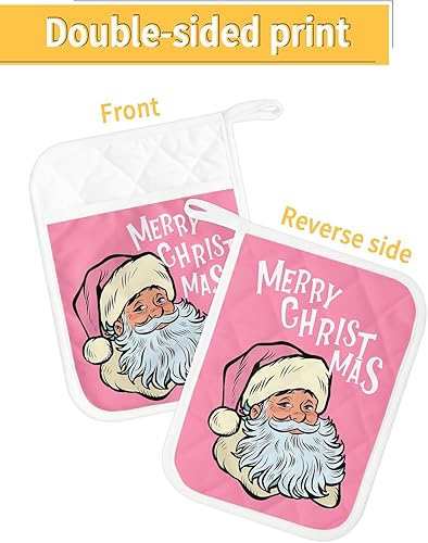 Miniatura 9 de Juego de 5 soportes para ollas de cocina con diseño de Feliz Navidad, antideslizantes y aislantes de calor, juego de agarraderas de tela de toalla