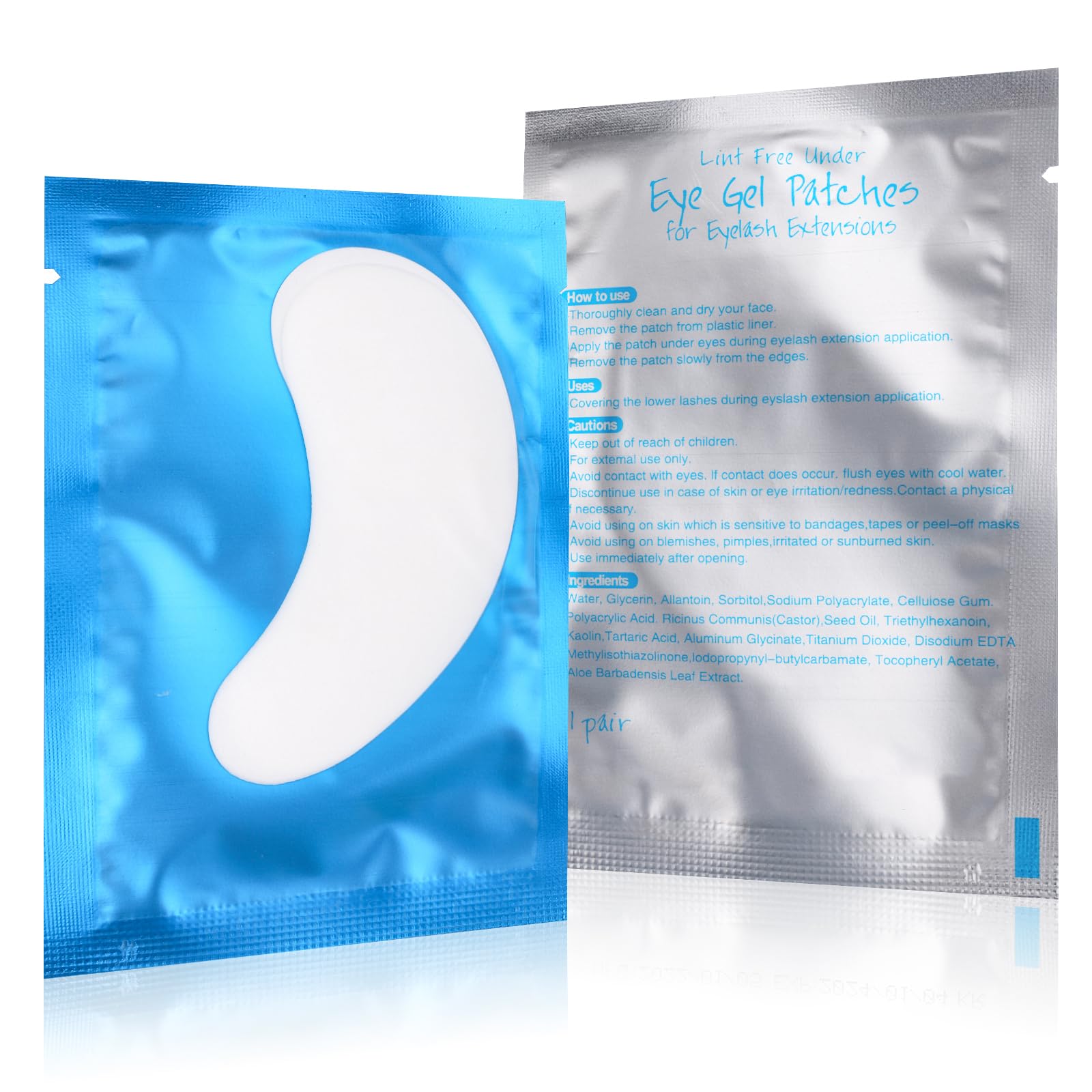 50 Paar Augenpads für Wimpernverlängerung Wimpernpads Fusselfrei Unter Augen Gel Pads Patch Hydrogel Augenklappe Einzelne Wimpern Pads Zubehör for Eyelash Extensions (Blau)