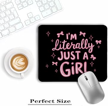 Coquette Pink Bow Girly Mouse Pad, I'm Literally Just a Girl Mouse Pads for Wireless Mouse Computers Laptop Desk Accessories, Aesthetic Mouse Pad, Desk Supplies for Women Office, 9.5x7.9 Inch