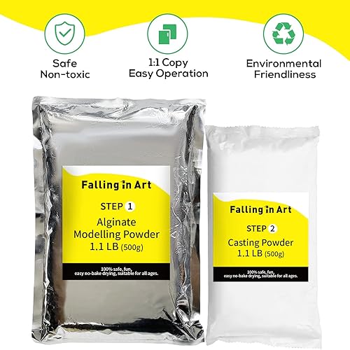 Miniatura 3 de Falling in Art Kit de recambio de polvo de fundición a mano kits de moldeo con polvo de moldeo de alginato de 11 lb 500 g y polvo de fundición de