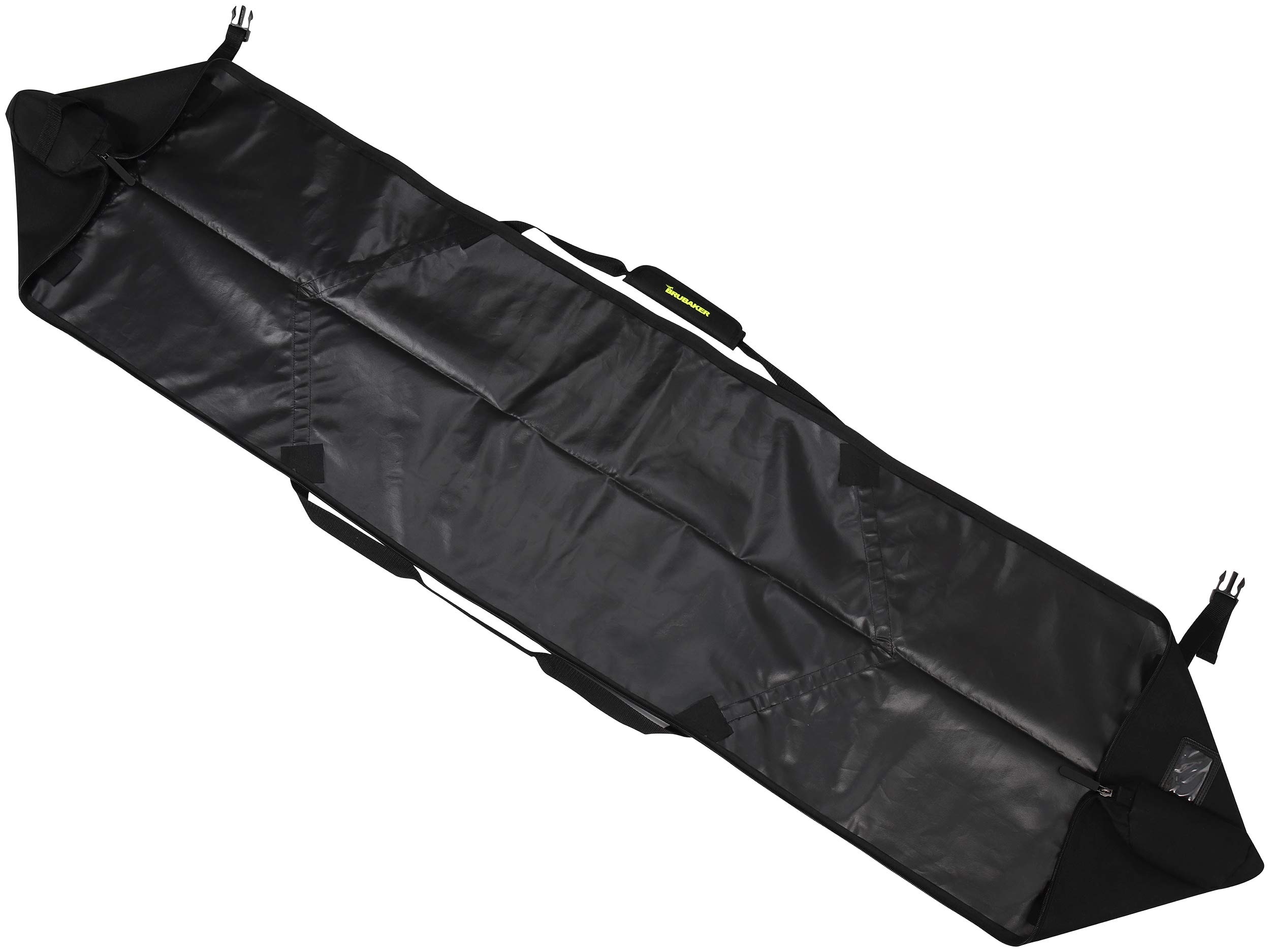 BRUBAKER 'XC Touring' - Housse à Skis de Fond - pour 1 Paire de Skis + Bâtons - 195 ou 210 cm - Noir/Jaune Fluo