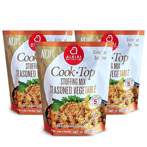 Aleia's - Mezcla de relleno para cocinar sin gluten, verduras sazonadas, 5.5 onzas (paquete de 3), lista en 5 minutos, relleno salado para recetas