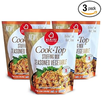 Aleia’s Gluten Free Cook Top Stuffing Mix – Seasoned Vegetable, 5.5oz (3 Pack) – Ready in 5 Minutes – Savory Stuffing for Gluten-free Recipes