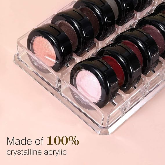 Luxspire Acrylic Eyeshadow Organizer, 16 Slots, Clear