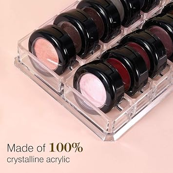 Luxspire Acrylic Eyeshadow Organizer, 16 Slots, Clear