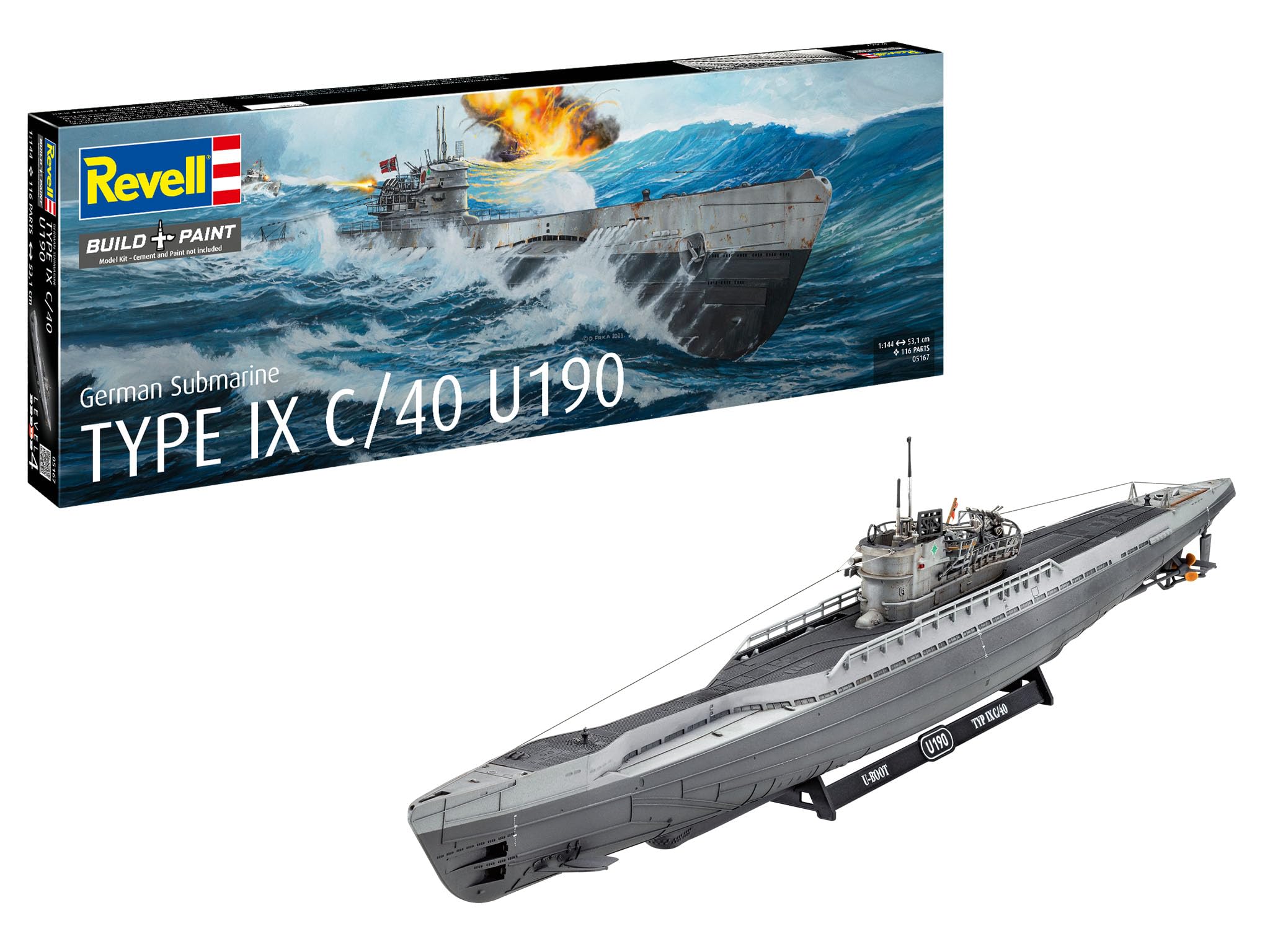 Amazon.com: Revell RV05167 Kit 1:144-German Submarine Type IX C/40