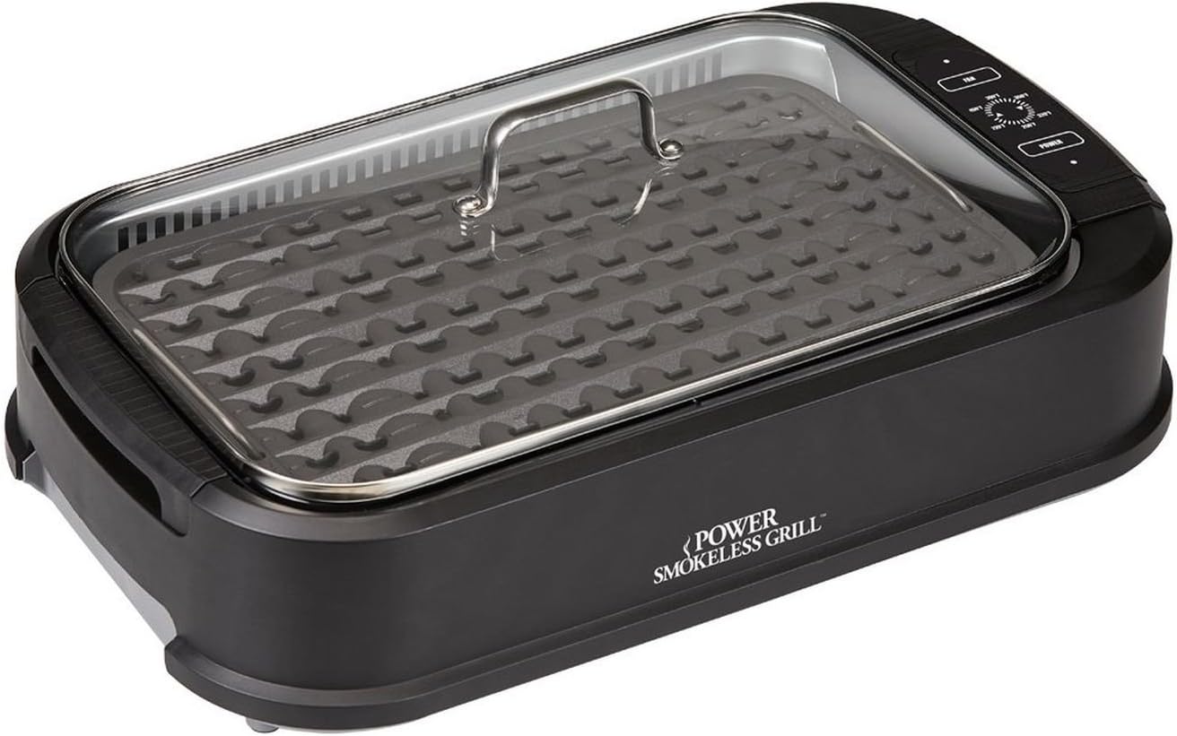 Honesty Power Smokeless Grill with Tempered Glass Lid and Turbo Speed Smoke Extractor Technology