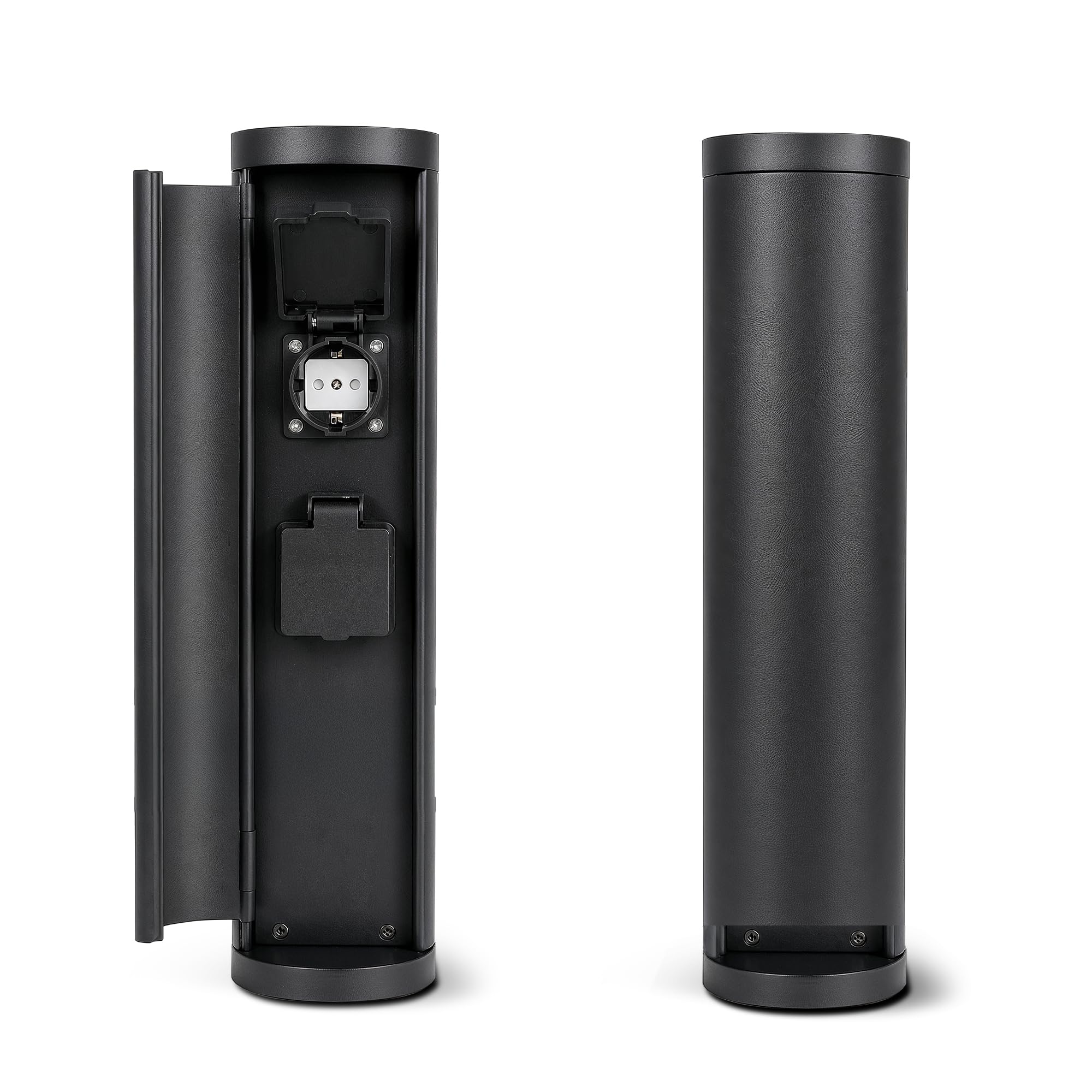 SSC-LUXon 2x PALISO Design Steckdosensäule mit 2x Steckdosen für Garten & Außen - Energiesäule mit Tür schwarz IP44 Höhe 39,5 cm