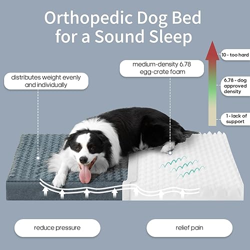 Miniatura 2 de Cama ortopédica para perros grandes  Colchón de espuma viscoelástica con caja de huevos, impermeable y antideslizante, funda extraíble lavable para