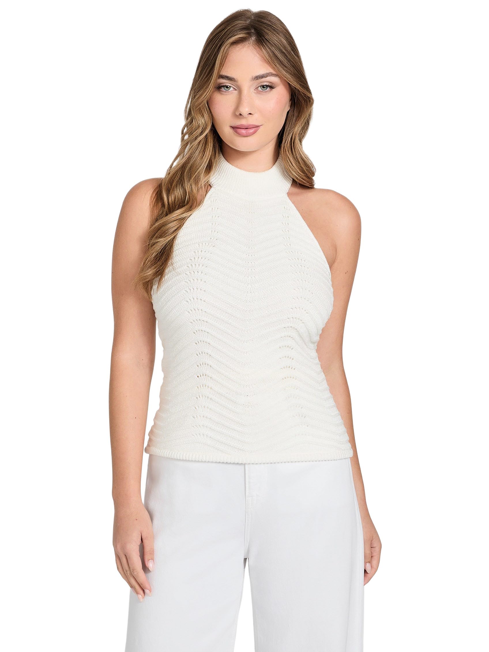 GUESS Womens Eco Sleeveless Chevron Serina Sweater