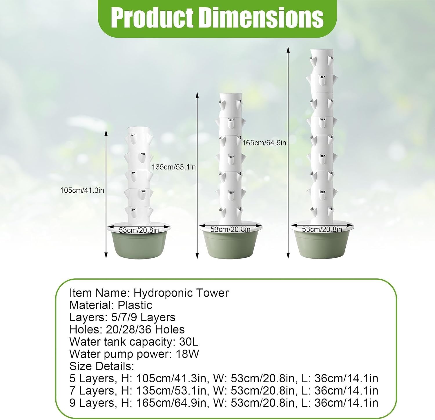 Smart Indoor Hydroponic Garden Tower – Sistema di fioriere verticali per la coltivazione domestica senza suolo Design salvaspazio ideale per erbe fresche e verdure