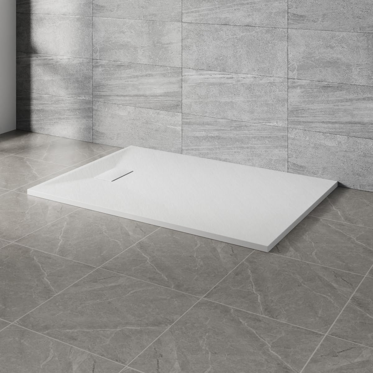 NRG 1400x900mm SMC Rectangle Shower Tray White with Fast Flow Waste