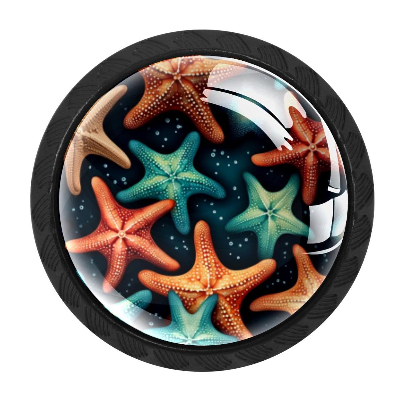 CHENZZZZ 4 Pieces Round Cabinet Knobs Starfish Dresser Knobs Pulls Handles with Screws for Drawer Pulls Handles Knobs Door Knobs